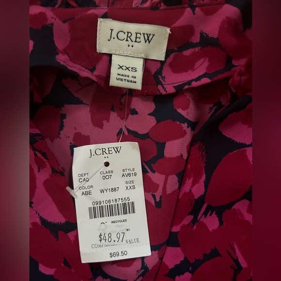 NWT J. Crew Button Up Floral Blouse Top XXS - Picture 3 of 11